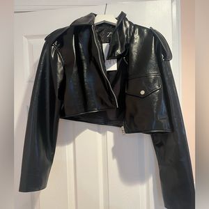 Zara cropped leather jacket